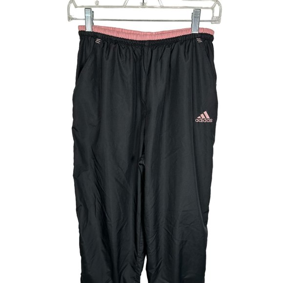Vintage Y2K Adidas Track Pants Womens Medium Black Pink Straight Pull On Elastic - Picture 2 of 16